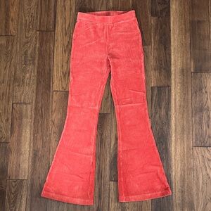 aerie Coral Corduroy Flared Joggers